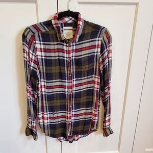 American Eagle Plaid Flannel Button down, size S